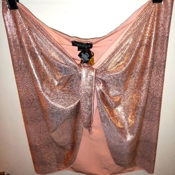 NWT AQUAMARINE Metallic Rose gold  Snakeskin  Sarong  Bathing Suit Cover Up - Picture 3 of 10